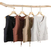 Beige cotton linen women's vest with buttons and pockets