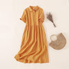 Summer Buttons Design Short Sleeve Midi Dress With Pockets