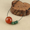 Red Agate Green Aventurine Leather Rope Necklace Pendant