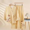 Embroidered Butterfly Pajama Set, Lyocell V-Neck Loungewear
