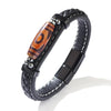 Tibetan Dzi Bead Leather Bracelet, Titanium Steel Clasp