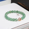 Green Strawberry Quartz Beaded Bracelet with Gold-Tone Charm