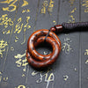 Hand Carved Wood Pendant with Yin Yang Circle