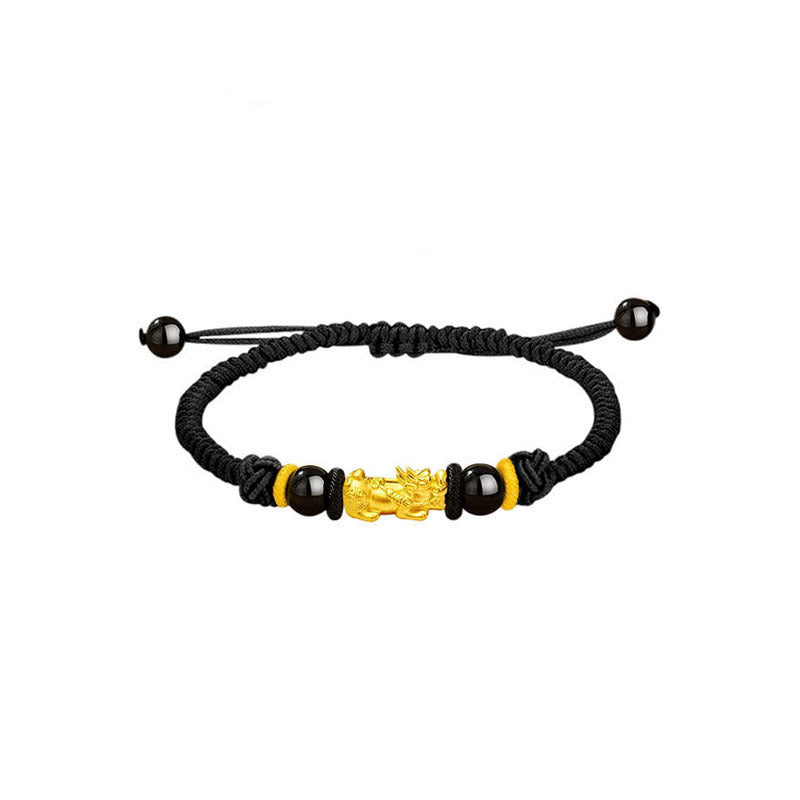 999 Gold Charm Bracelet with Red or Black Cord