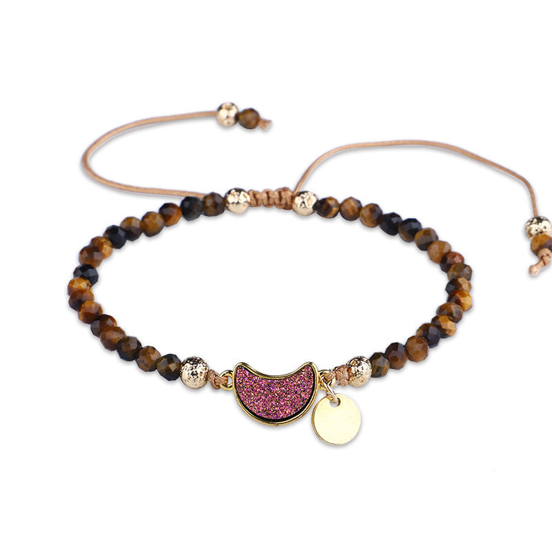 Crystal Charm Lucky Bracelet with Faceted Stone Beads