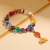 Colorful Liuli Glass Wrist Mala with Vajra Charm