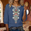 Women's Embroidered Boho T-Shirt, Spring Cotton Blend Top