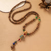 Handmade Wood Bead Necklace with Alloy Pendant