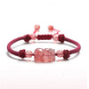 Strawberry Quartz Pixiu Red String Braided Bracelet