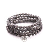 108 Mala Beads Bracelet Natural Stone Lotus Charm