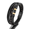 Multi-Layer Braided Leather Bracelet with Magnetic Buckle