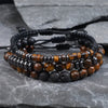 Tiger Eye Rock Protection Bracelet Set - 3Pcs Woven Men's Jewelry