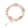 Strawberry Quartz Bracelet with Heart and Flower Charms