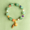 Carved Magnolia Stone Bracelet with Multi-Color Accents