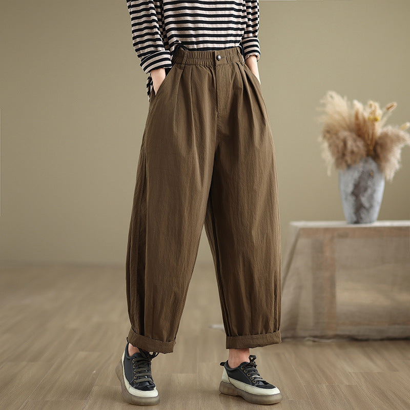 Women's Cotton Harem Pants with Pockets
