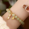 Bamboo Charm Bracelet with Glass Beads and Gold Tone Accents