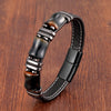 Tiger Eye Bamboo Stone Leather Bracelet Protection Power