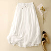Linen A-Line Skirt with Elastic Waist and Pockets