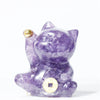 Lucky Cat Crystal Figurine, Resin Decor