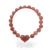 Natural Stone Heart Charm Bracelet, 8mm Beads