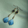 Handmade Velvet Flower Earrings, 925 Silver Hook