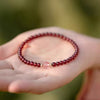Natural Garnet and Strawberry Quartz Single Wrap Bracelet