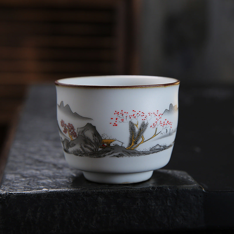 Ru Kiln Kung Fu Tea Cup, Moon White Ceramic Teacup