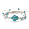 Braided Rope Turtle Bracelet with Beads, Adjustable