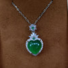 Green Chalcedony Heart Pendant Necklace with Gold-Tone Chain