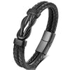 Stainless Steel Infinity Leather Weave Balance Bracelet