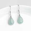 Sterling Silver Jade Water Drop Dangle Earrings