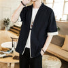Men's Mid-length Coat Fall Simple Casual Cotton Linen Clothing