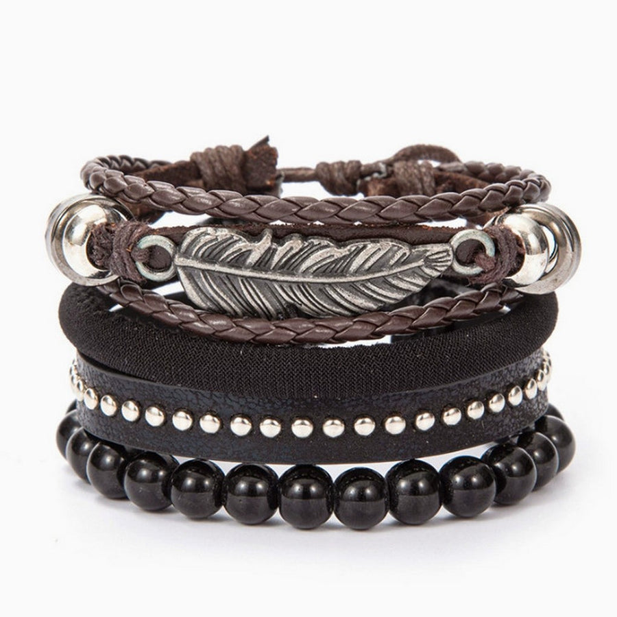 Wrap Leather Bracelet Set Vintage Braided Multi-Layer