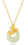 Sterling Silver Jade Pendant Necklace with Fox Motif