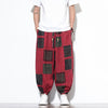 Men's Cotton Harem Pants Summer Boho Drawstring Geometric Cropped Trousers