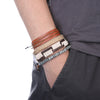 Handmade Leather Bracelet Set with Gift Message Card
