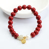 Cinnabar Rose Bracelet with Gold-Tone Accents
