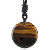 Natural Crystal Round Pendant Necklace with Rope Chain