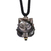 Silver Sheen Obsidian Fox Pendant Necklace