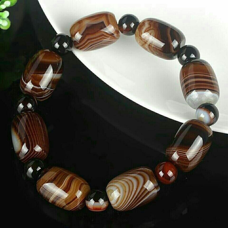Agate Barrel Bead Bracelet with Spacers