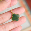 Four Leaf Clover Necklace, Gold-Tone Pendant with Green Resin