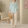 Embroidered Cotton Linen Top and Pants Set