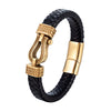 Braided Leather Bracelet with Horseshoe Buckle