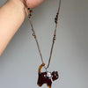 Resin Black Brown Cat Flower Bead Peace Necklace