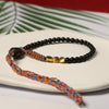 Handmade Black Obsidian Tassel Bracelet with Gold-Tone Beads