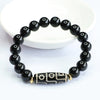 Nine-Eye Dzi Bead Black Agate Bracelet
