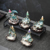 Ceramic Backflow Incense Burner with Koi Fish and Lotus Motifs