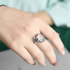Vintage Flower Ring with Faux Agate Stone, Adjustable