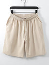 Men's Casual Solid Color Cotton-Feel Shorts With Pockets