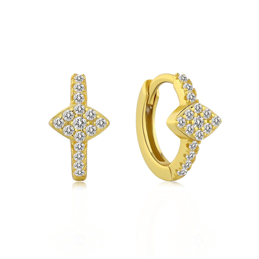 925 Sterling Silver Cross and Eye Hoop Earrings with Zircon